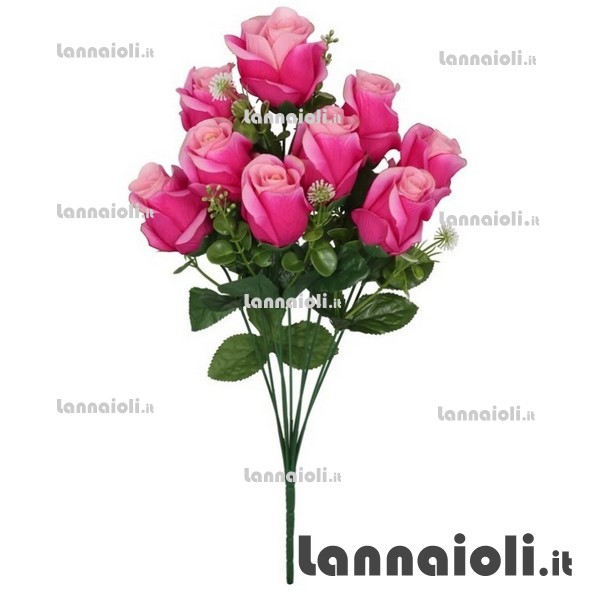ROSE BOCCIOLI MAZZO 8 FIORI CM.43 